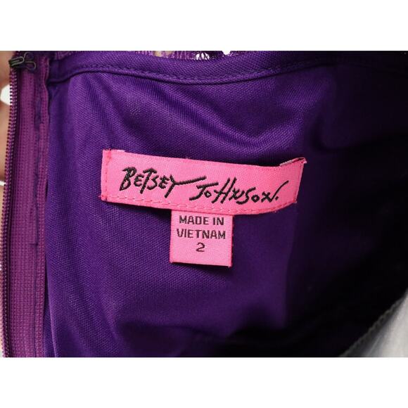 Betsey Johnson Dress Womens 2 Purple Lace Fit n Flare Lined Pleated Skirt - Picture 3 of 14